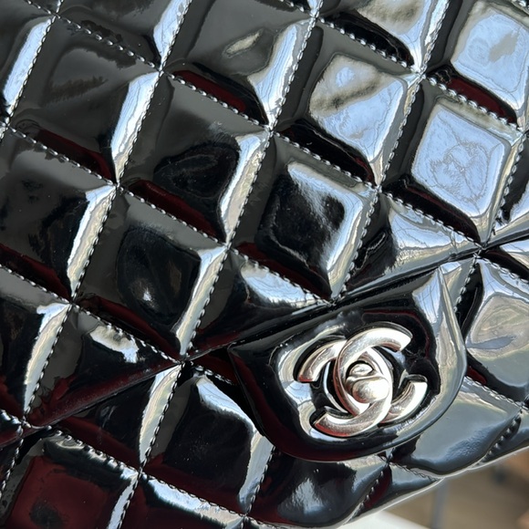 Chanel Patent Quilted Clutch with Chain in Black - Picture 11 of 15